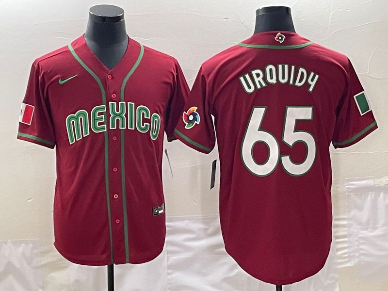 Men 2023 World Cub Mexico #65 Urquidu Red Nike MLB Jersey10